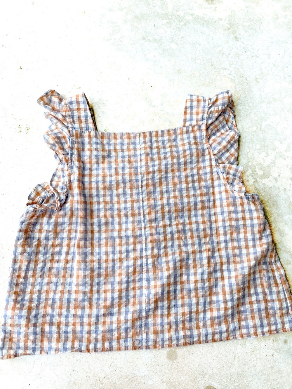 Madewell XL Plaid Ruffle Strap Button Front Tank Top Cottagecore - Picture 4 of 6